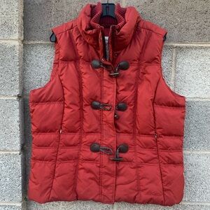 Eddie Bauer Puffer Vest Premium Quality Goose Down Women XL Red Toggle Zip Read*
